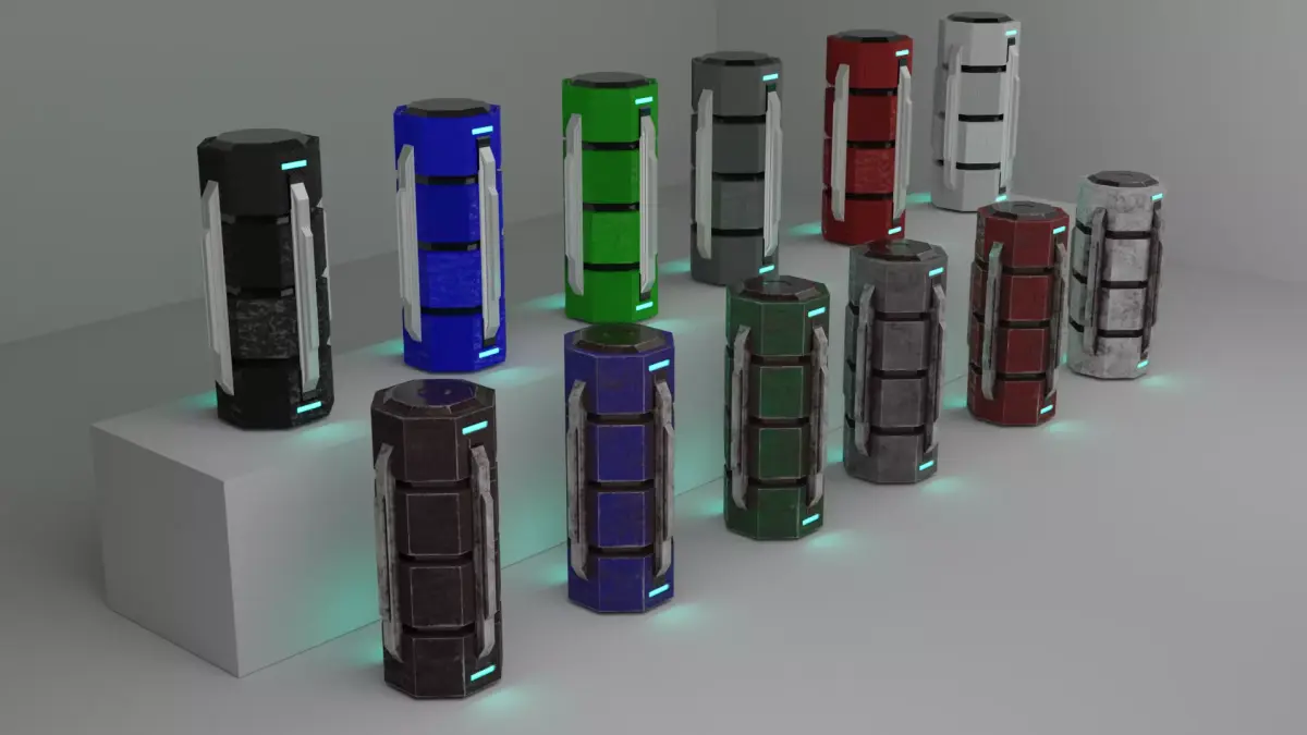 Game ready Low Poly PBR Sci-fi box - Box 2 of 5 Free low-poly 3D model