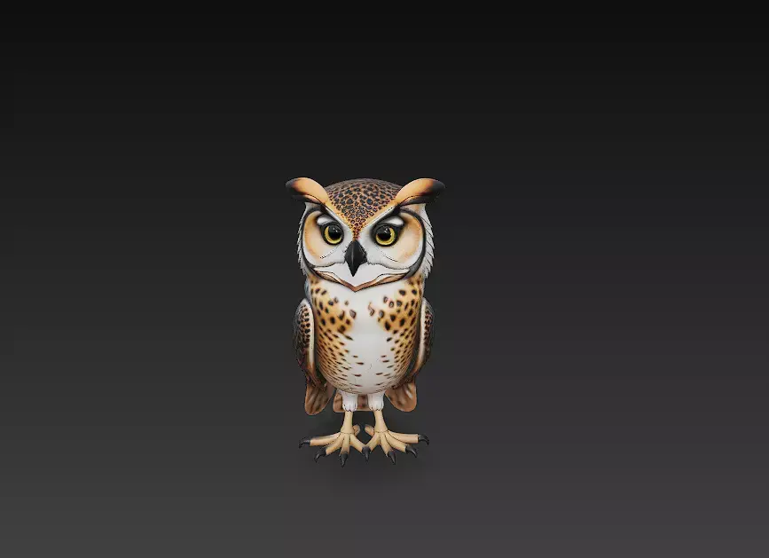 Owl Wild 3D Model Basic - Low Poly Simple Low-poly 3D model