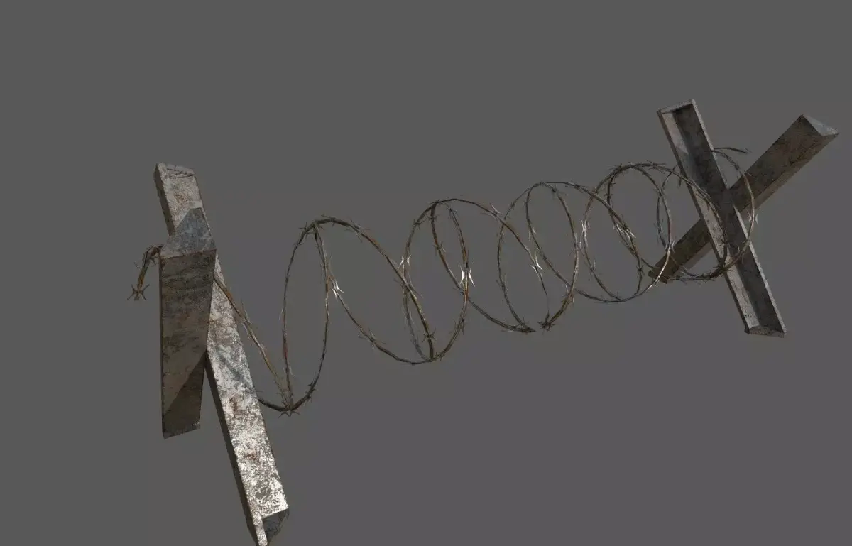 Military Barbwire Barricade Low-poly 3D model
