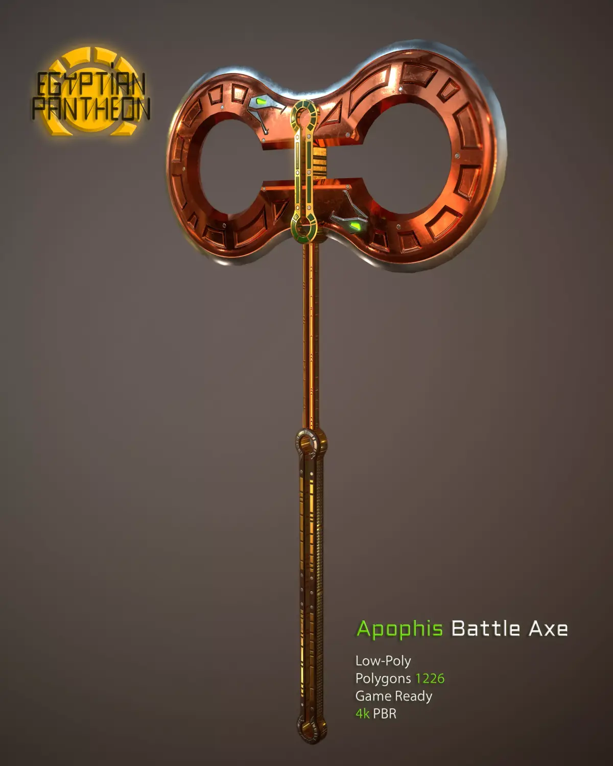 Egyptian Pantheon - Apophis Battle Axe Low-poly 3D model