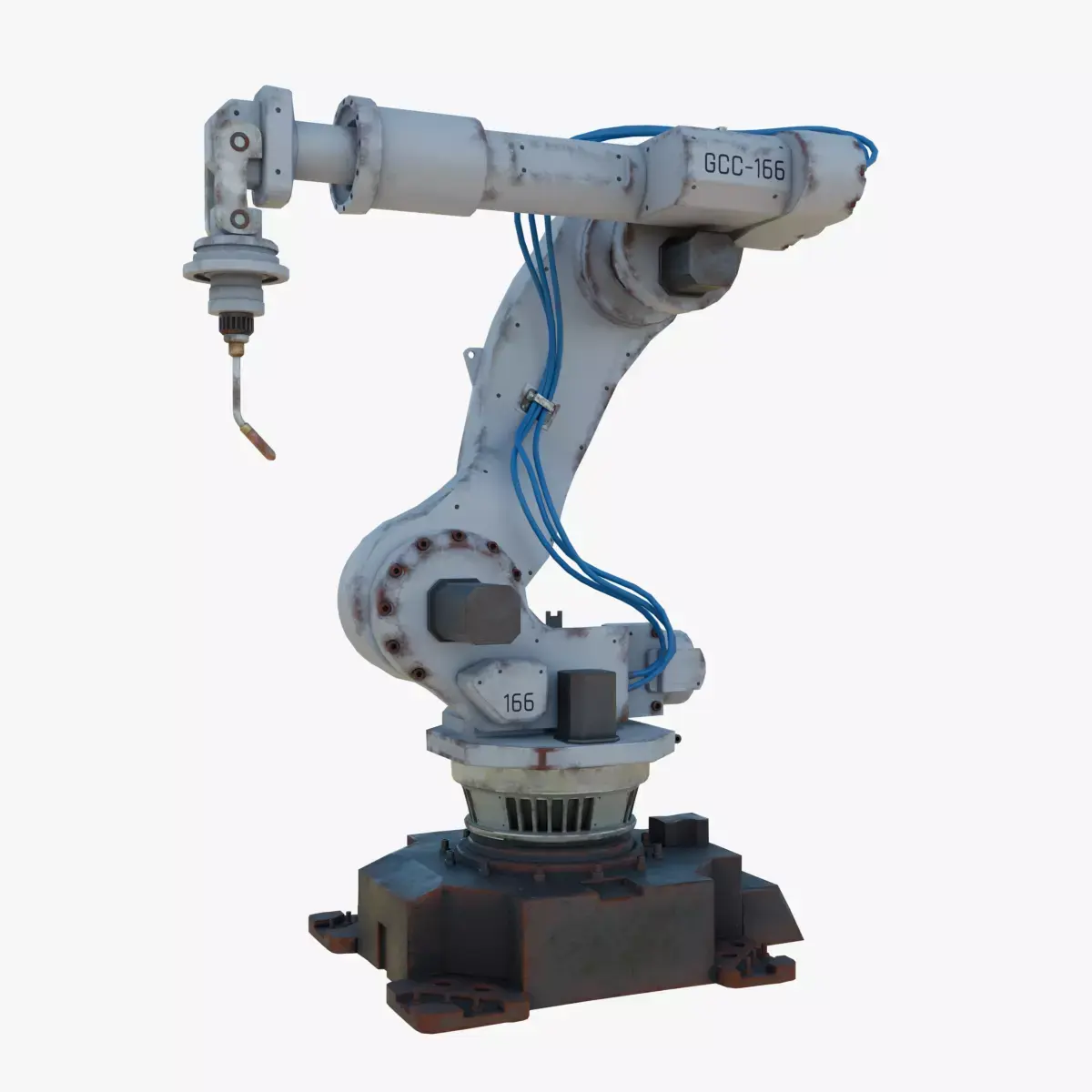 Industrial Welding Robot White Rusty Low-poly 3D model