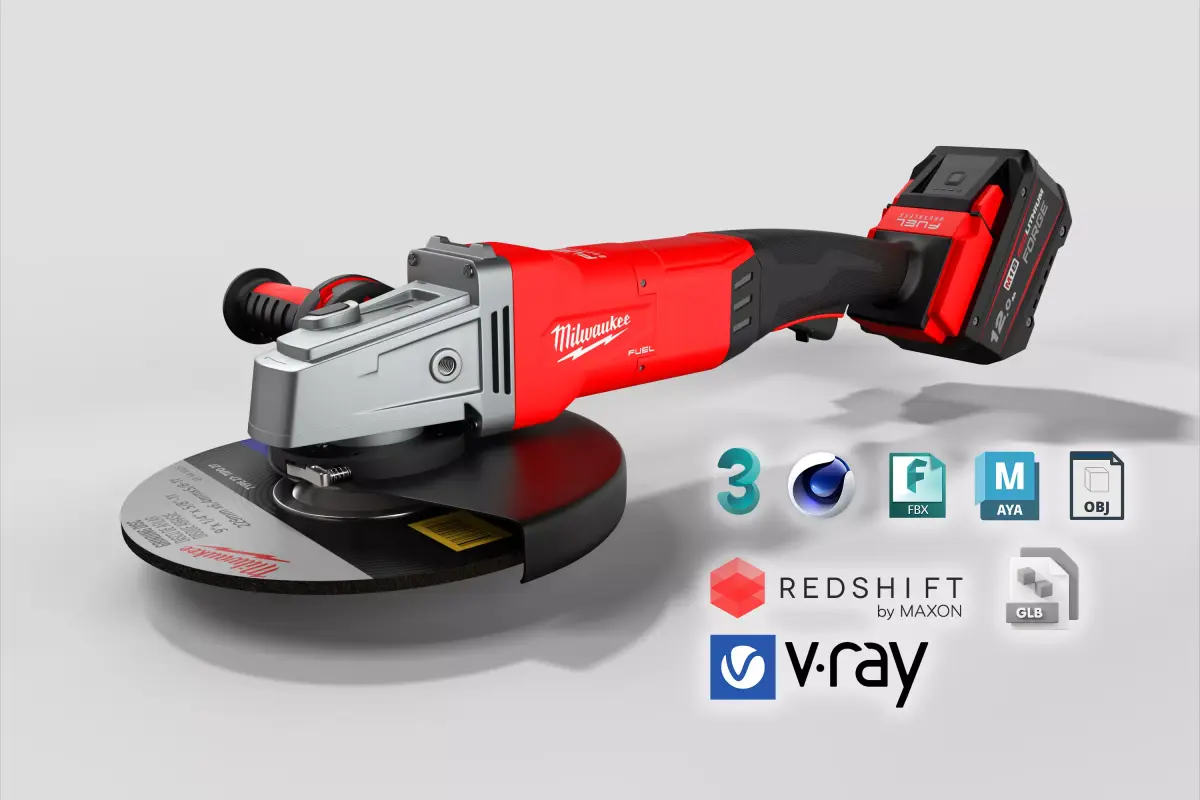 MILWAUKEE 230mm Angle Grinder 3D model