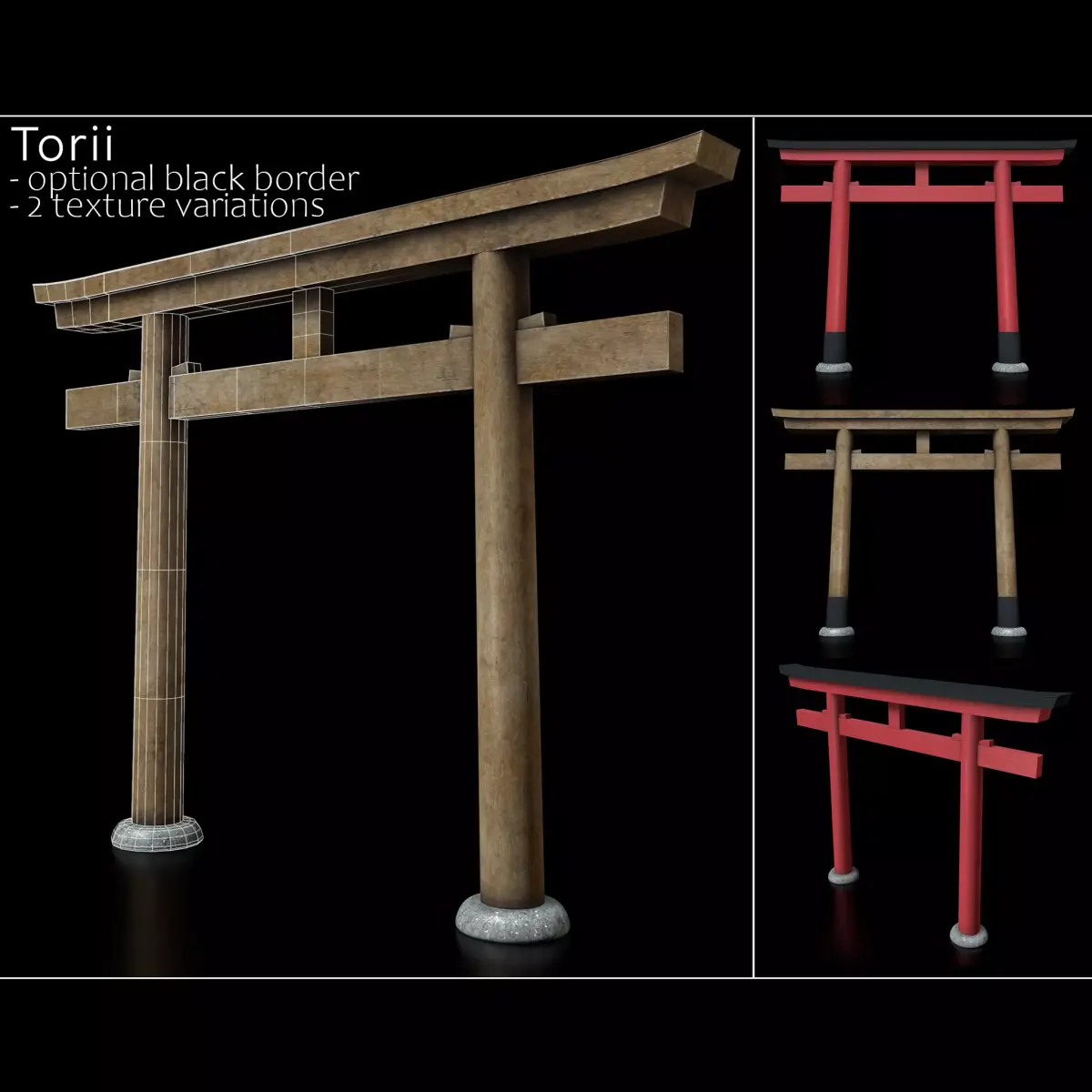 Japanese Torii gate  Low-poly 3D model
