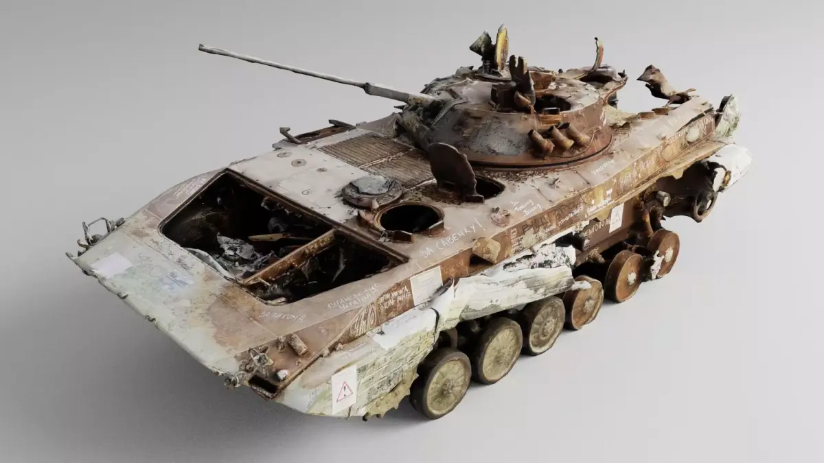 Destroyed BMP-2 amphibious infantry fighting vehicle  3D model