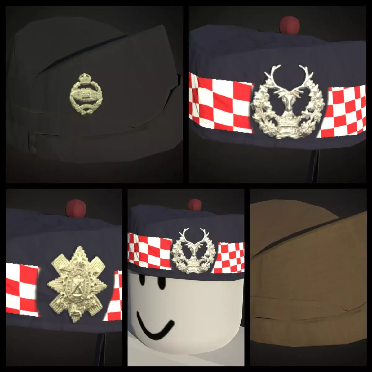 4 British ww2 military side caps works on roblox characters too Low-poly 3D model