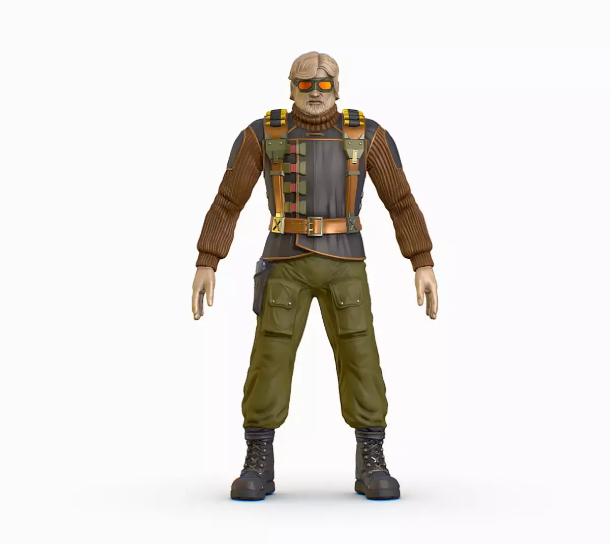 High Poly Male Technician Sweater Leather Jacket Low-poly 3D model purchase