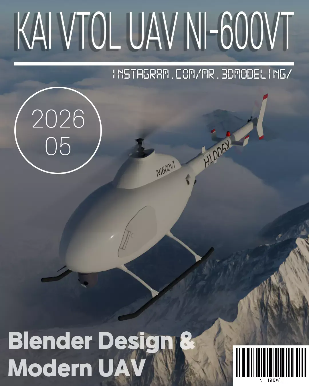 KAI VTOL UAV NI-600VT Low-poly 3D model