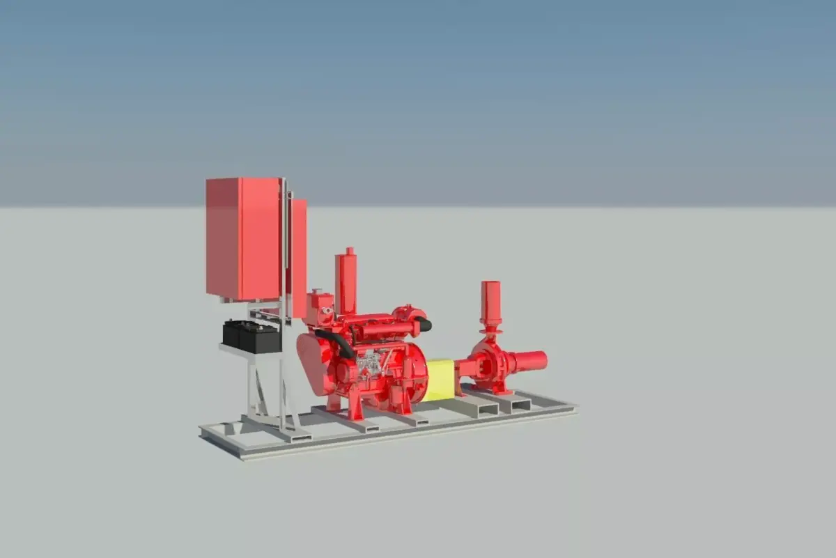 Parametric Diesel Fire Pump Revit MEP Family 3D model