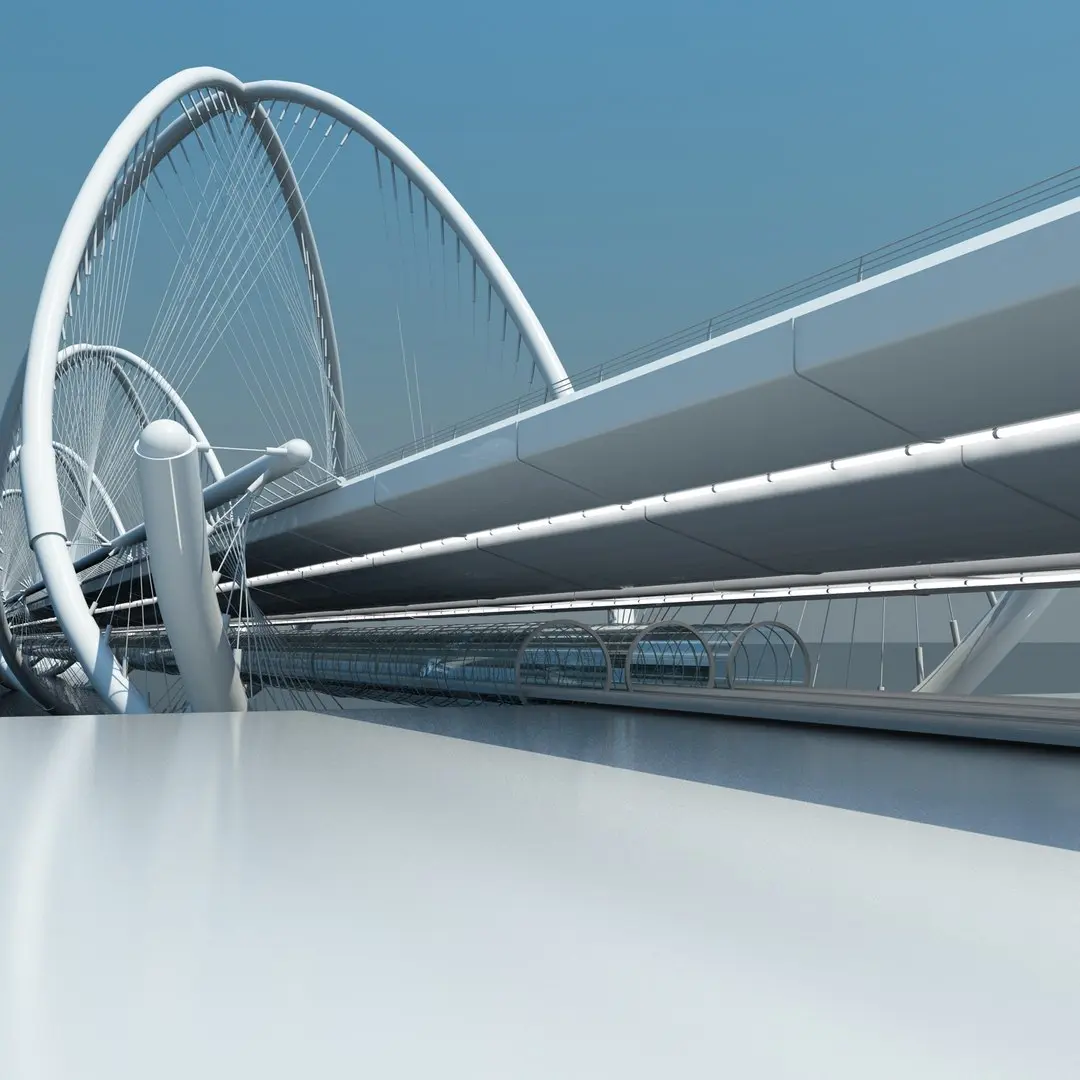 Futuristic Suspension Bridge HD 3D model
