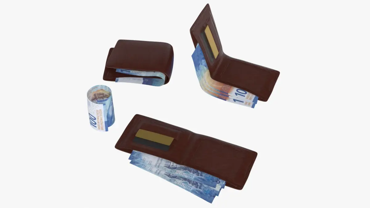Switzerland Swiss 100 Francs Wallet Money Purse 3D model