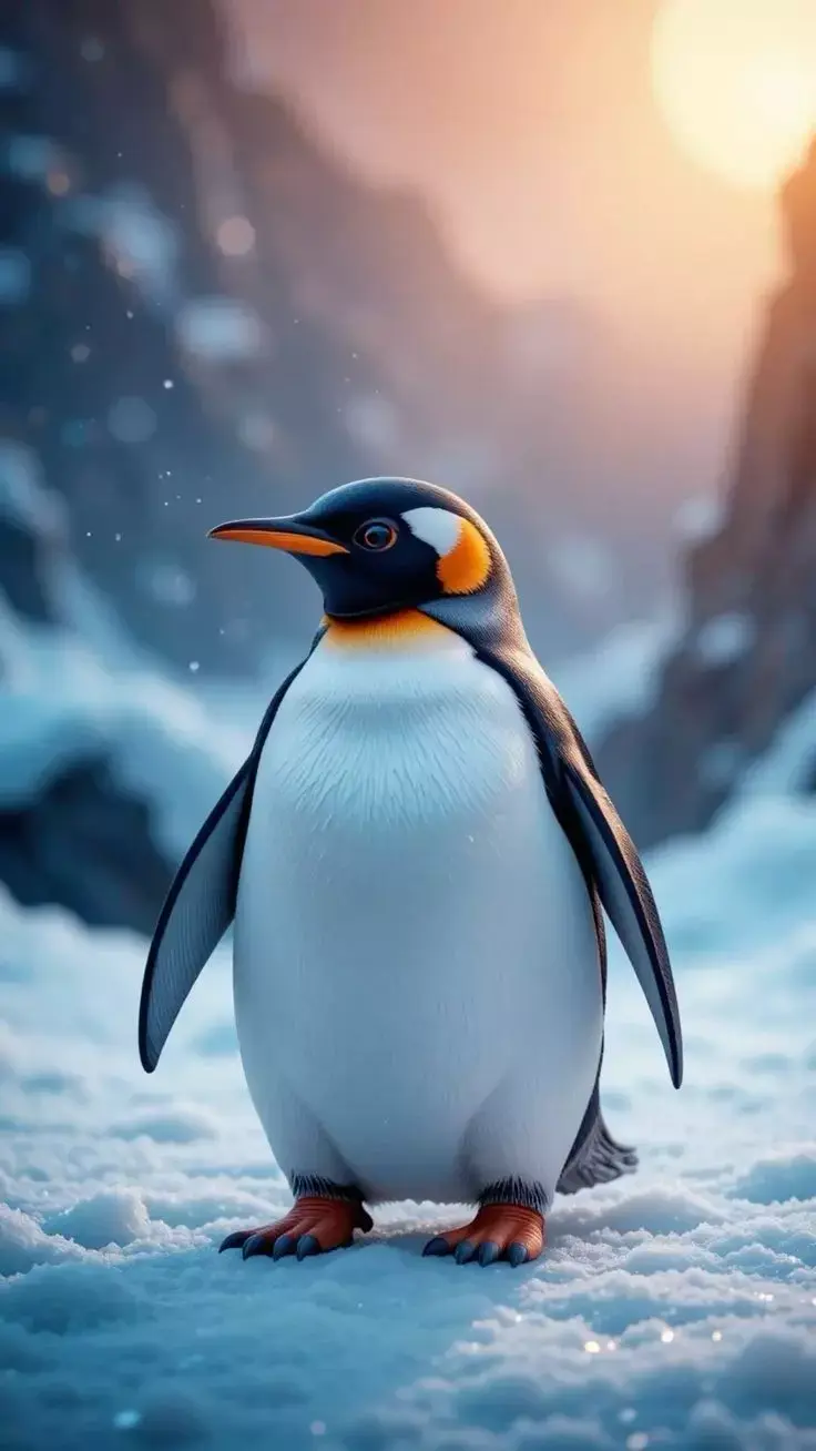 Majestic King Penguin Regal Bird Orange Snowy Lowpoly Low-poly 3D model