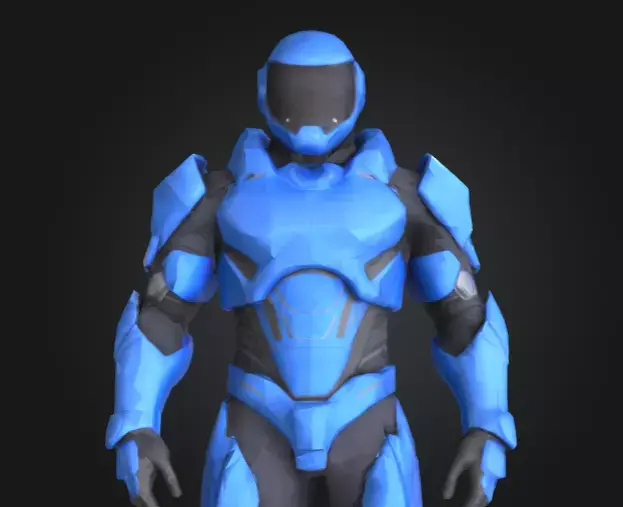 Futuristic Blue Soldier Model Tactical Armored SciFi Character Low-poly 3D model