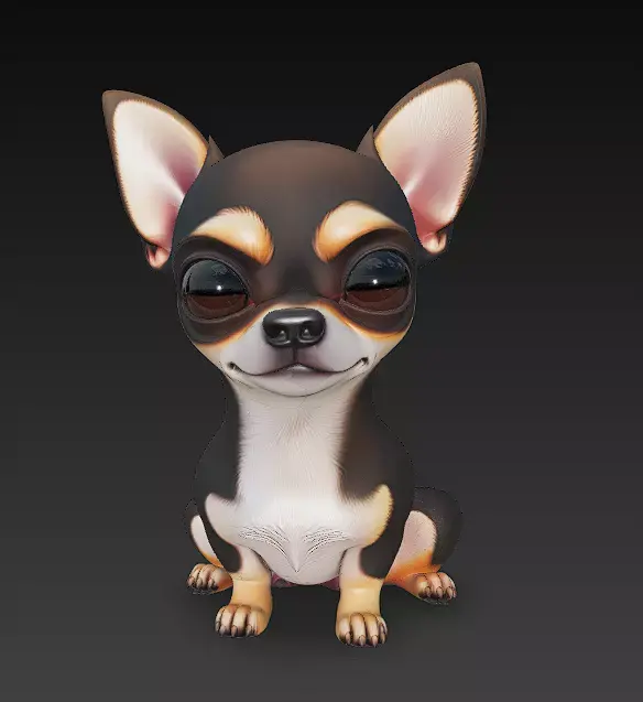 Chihuahua Dog Realistic 3D Model - Low Poly Realistic Low-poly 3D model