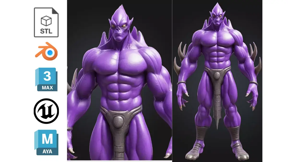 Stylized Alien Demon Warrior Low-poly 3D model