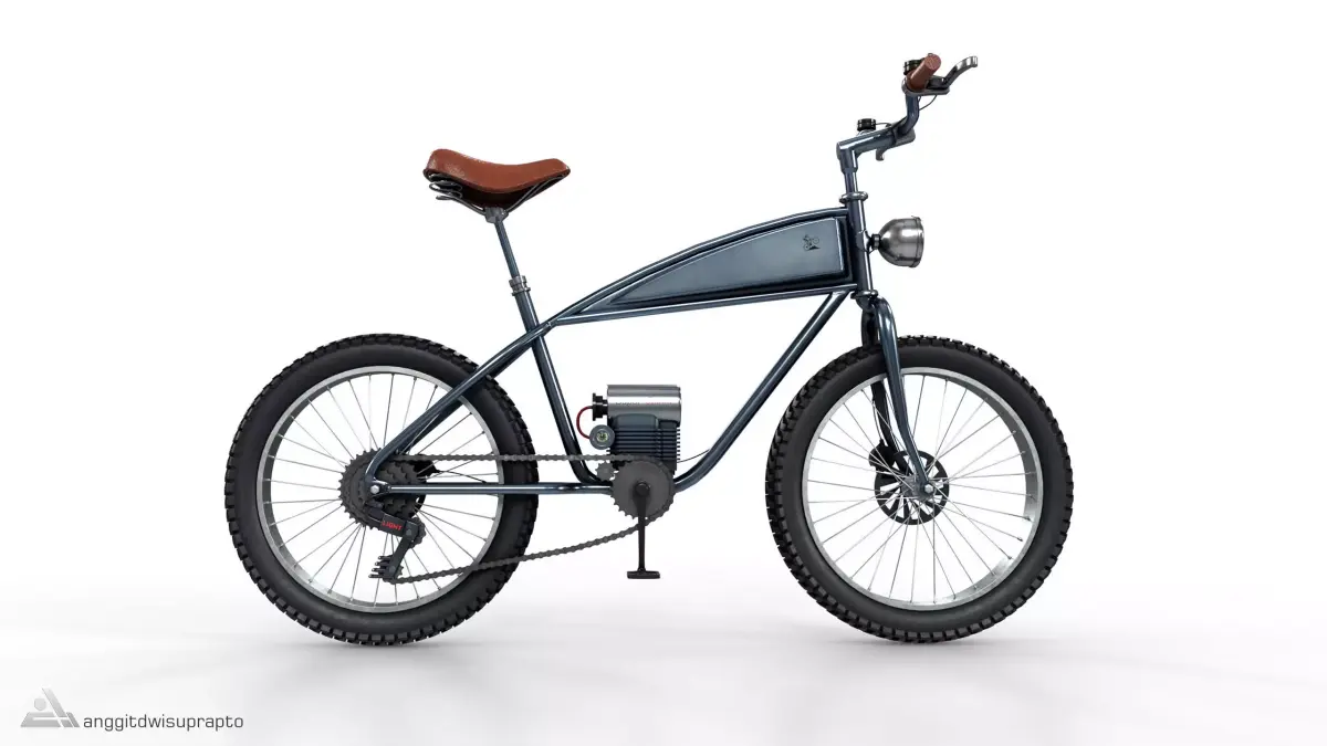 Electric Mountain Bicycle Low-poly 3D model