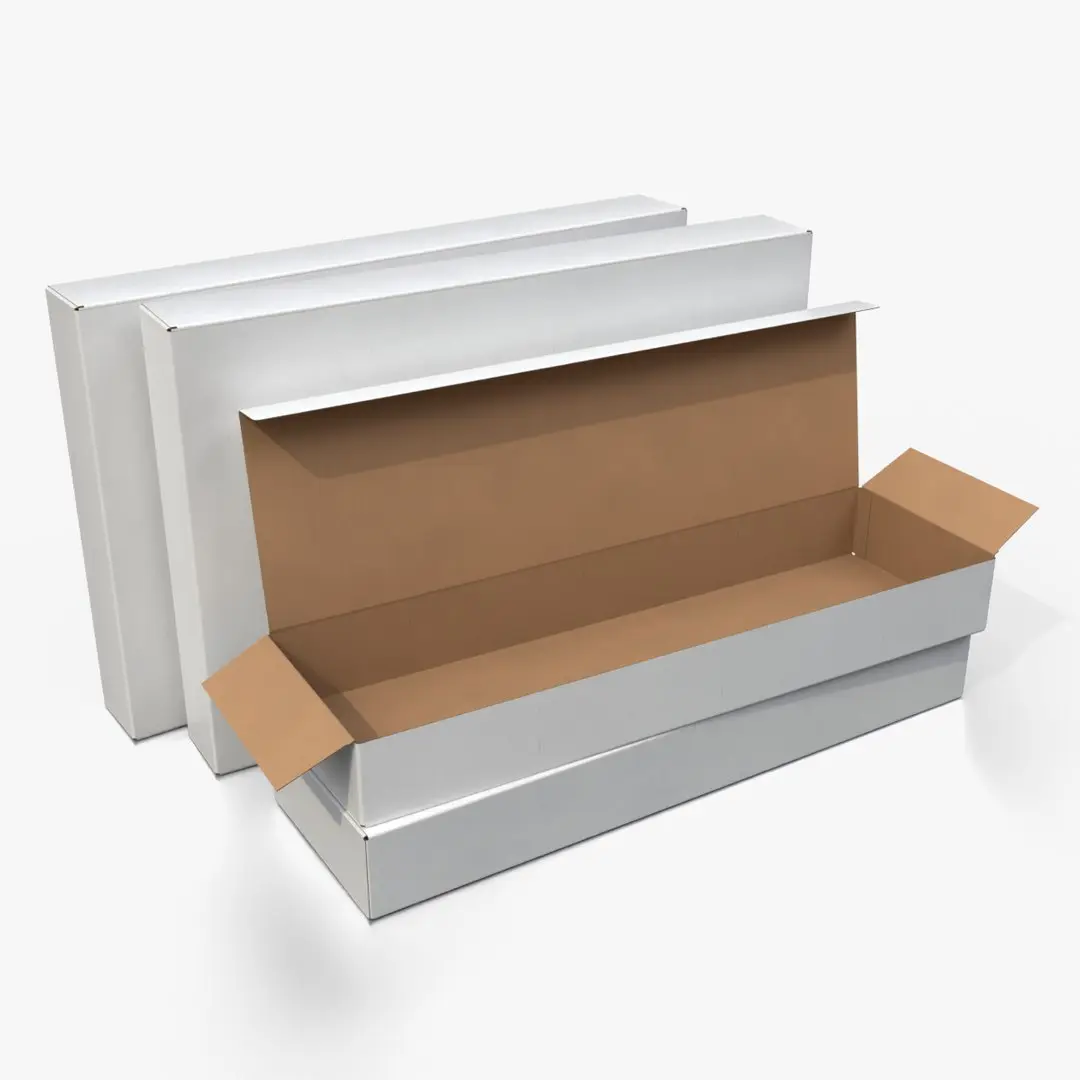 Tuck Top Boxes - White Long Packaging Set 3D model