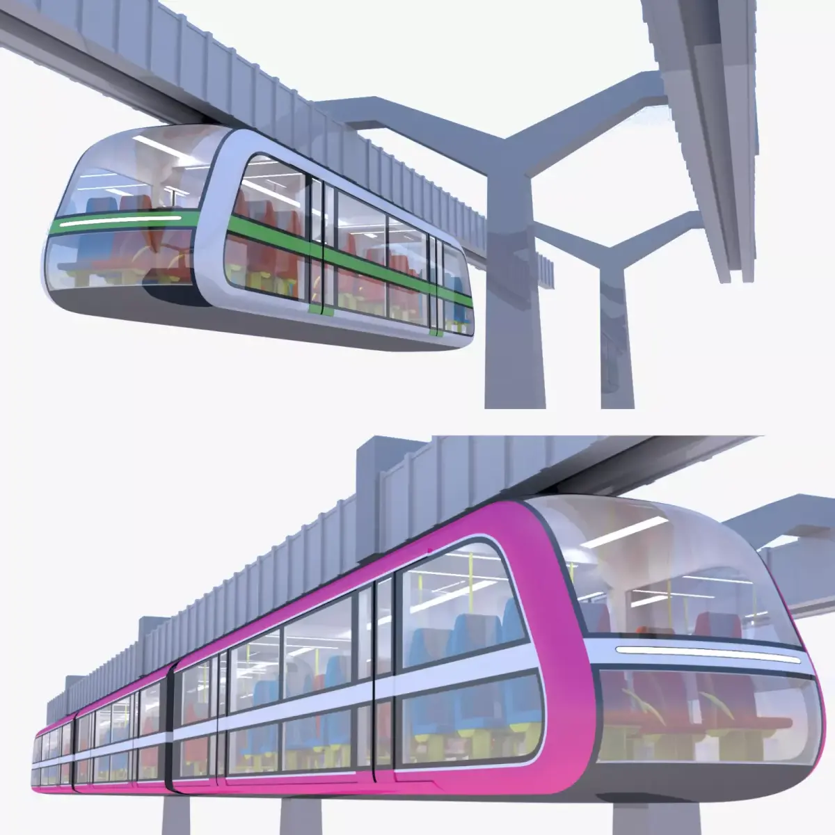 Elevated trains long and short 2024 3D Model Pack