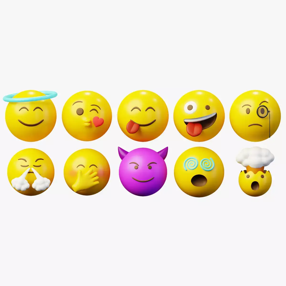 10 Emoticon Yellow Ball Pack Part 3 3D model
