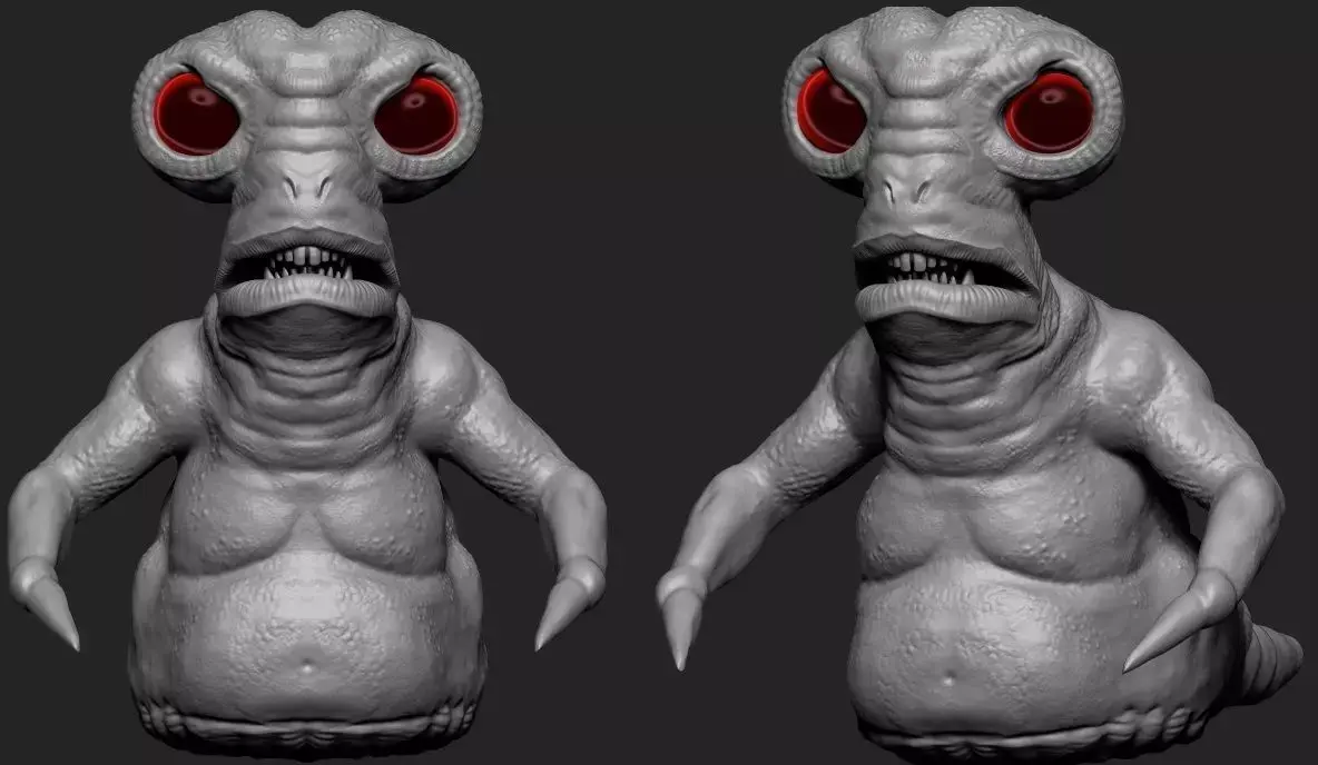 Slugman two creature with eyes Low-poly 3D model