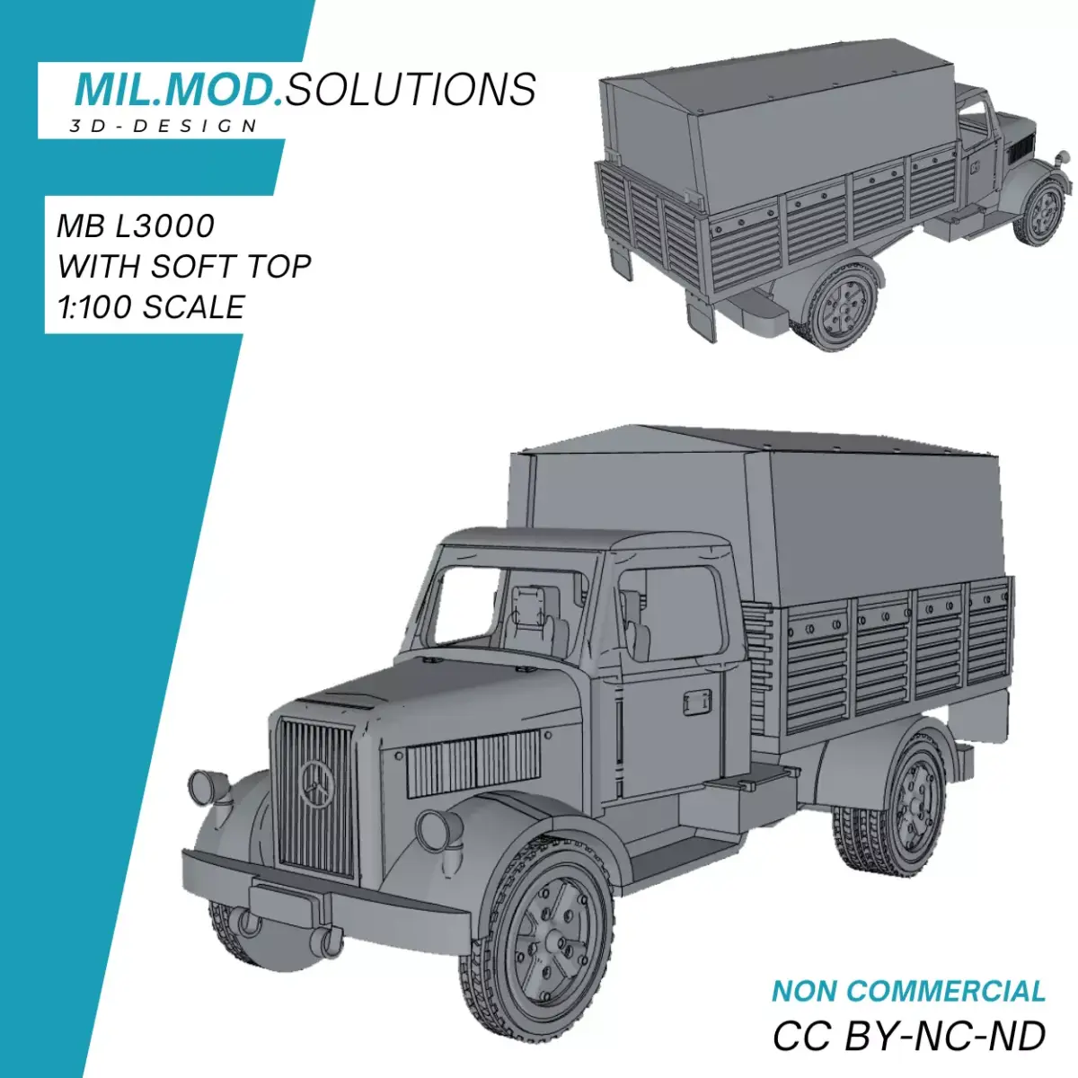 Mercedes Benz L 3000 mit Verdeck WW2 3D print model