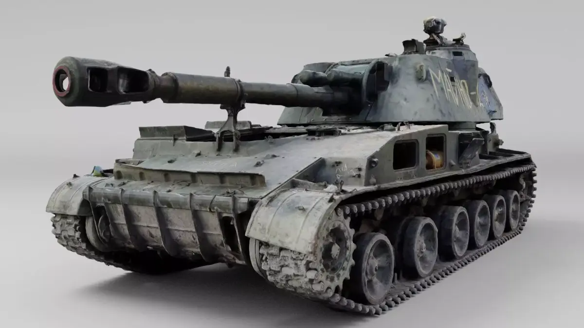 SO-152 2S3 Akatsiya self-propelled gun destroyed by Ukraine 3D model