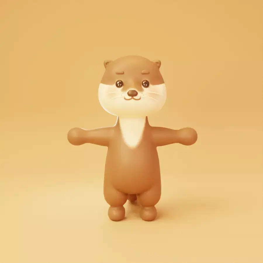 Cute Cartoon Animal - Sea Otter Character 3D model