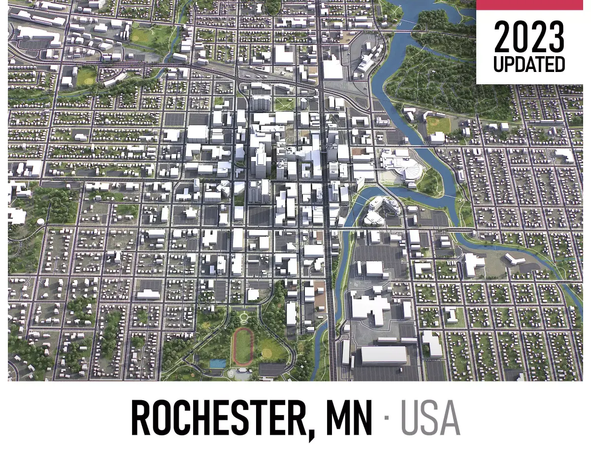 Rochester - 3D City Low-poly 3D model