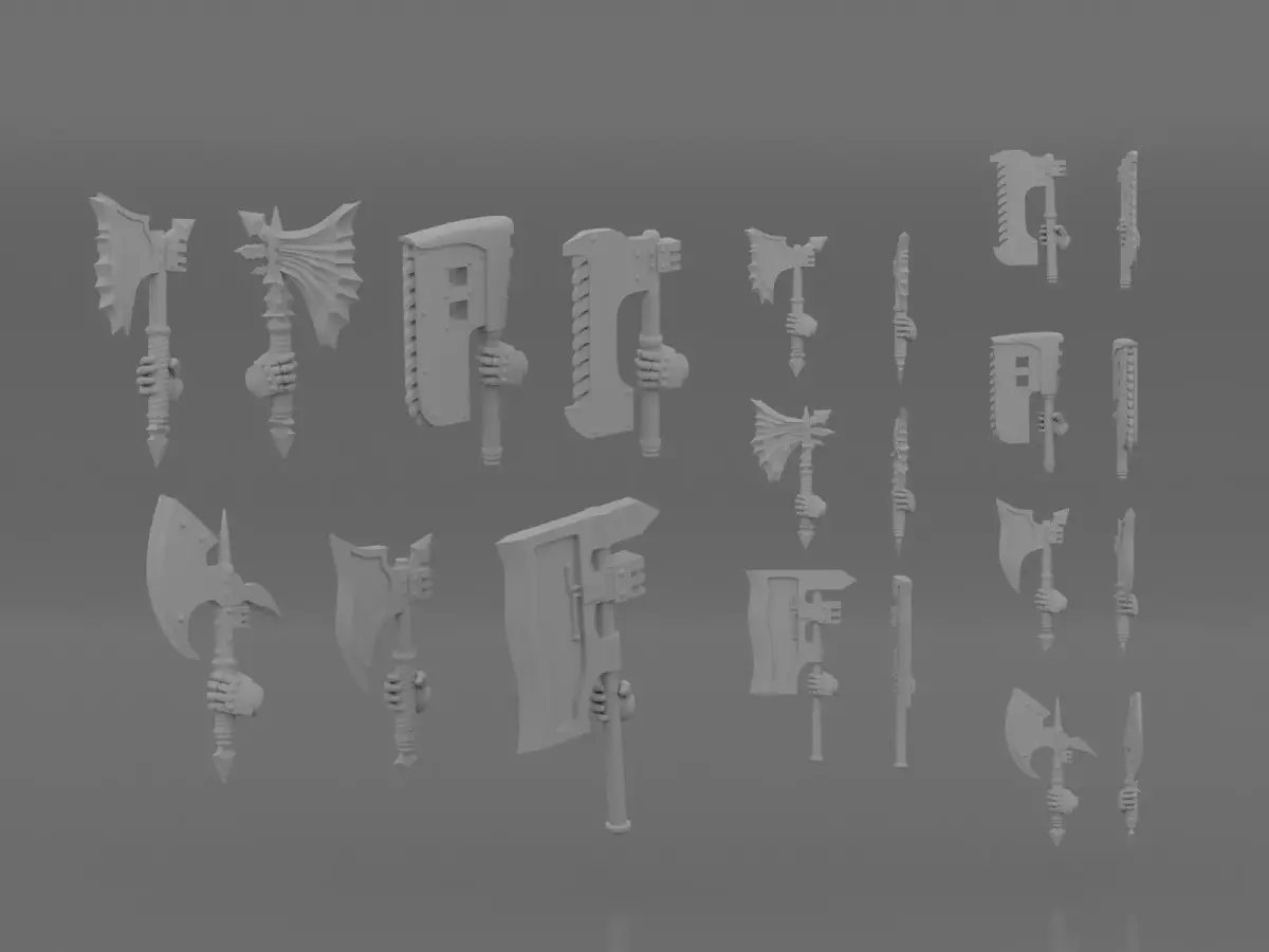 power axes chain axes and bubotic axes 3D print model