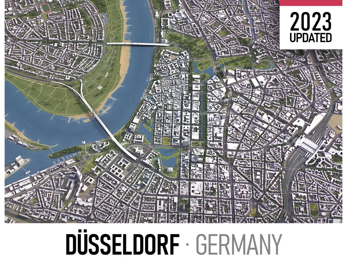 Dusseldorf - 3D City Model Low-poly 3D model