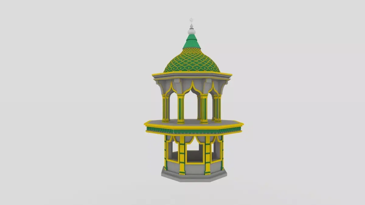 tower mosque Low-poly 3D model