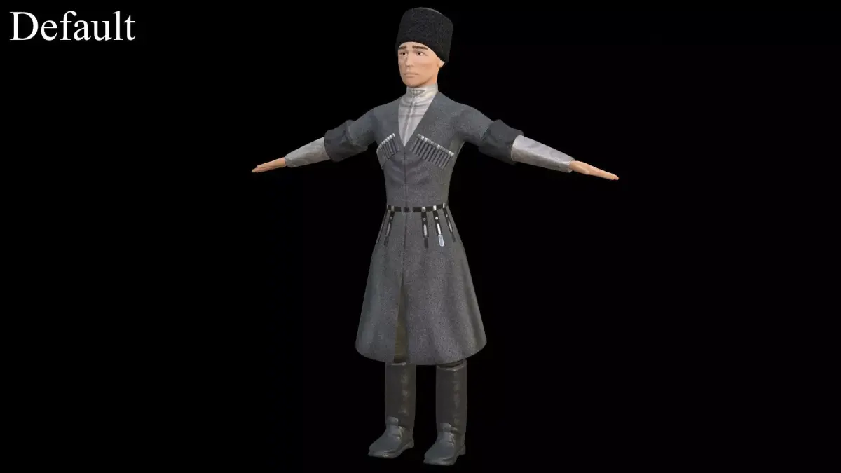 Caucasian or Cossack Character Costume Low-poly 3D model