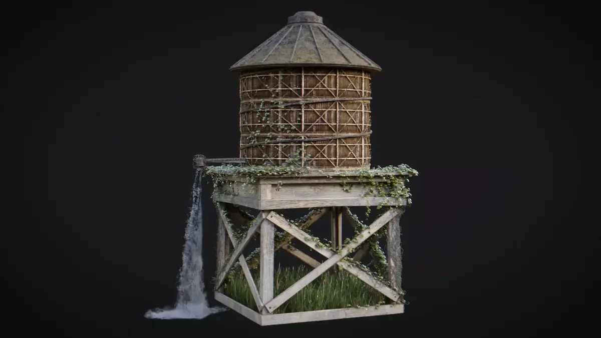 Water Pumping Windmill Low-poly 3D model