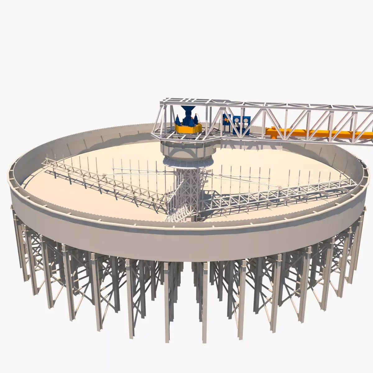 model espesador circular structure with crane on top 3D model