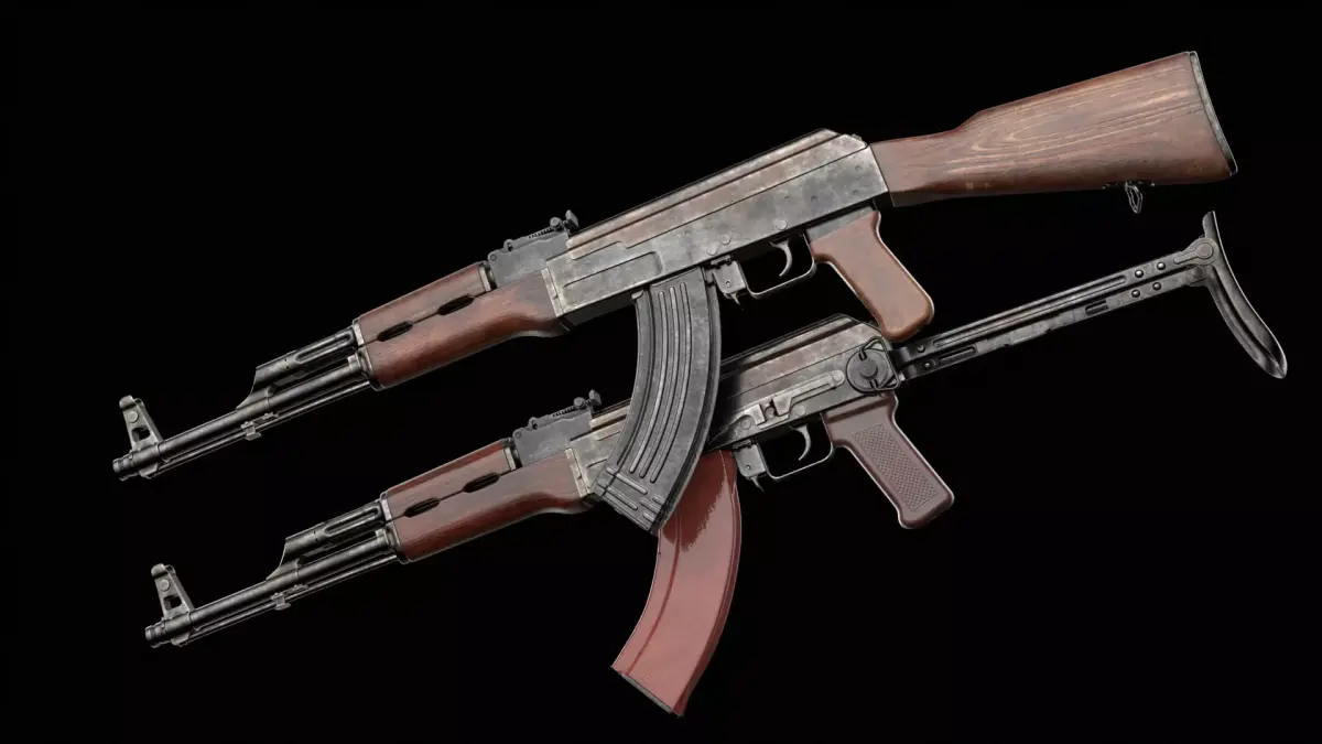 AK-47 AKS Kalashnikov Assault Rifle Game Ready Low-poly 3D model