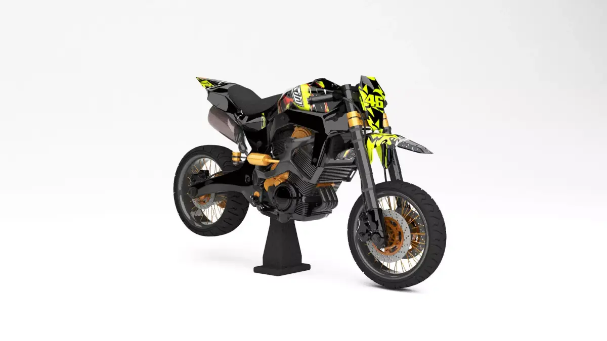 YAMAHA SUPERMMOTO WITH DECAL VALENTINO ROSSI 46 3D 3D MAX 2018 3D model