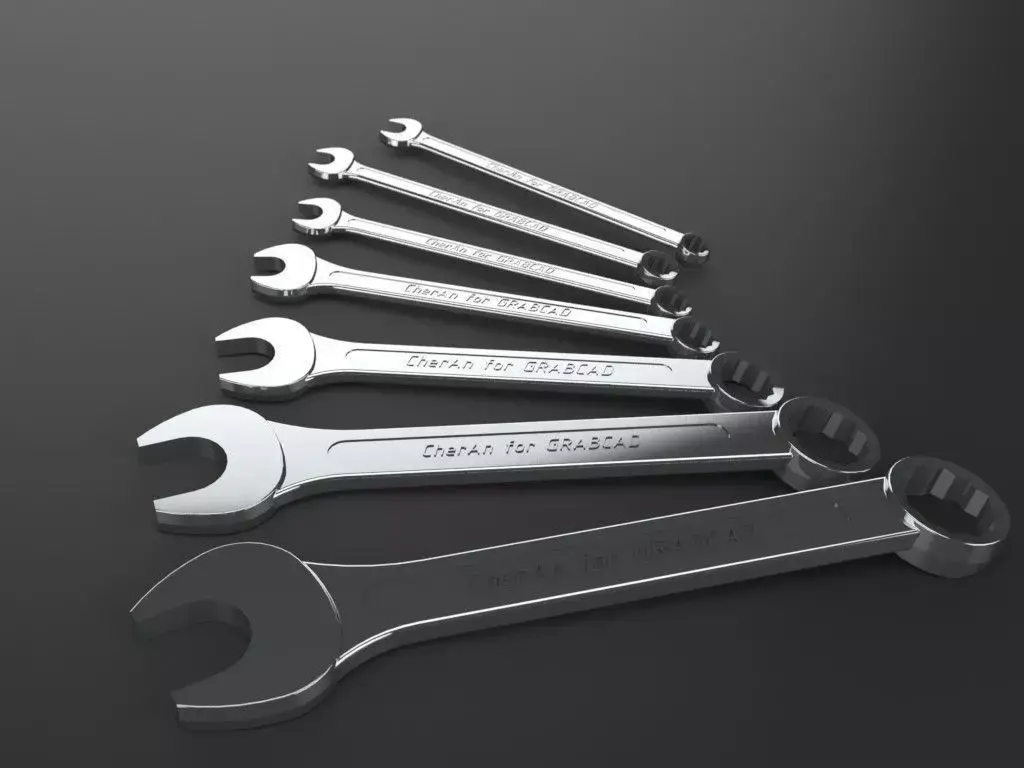 Set of combination spanner whenches - parametric Free 3D model