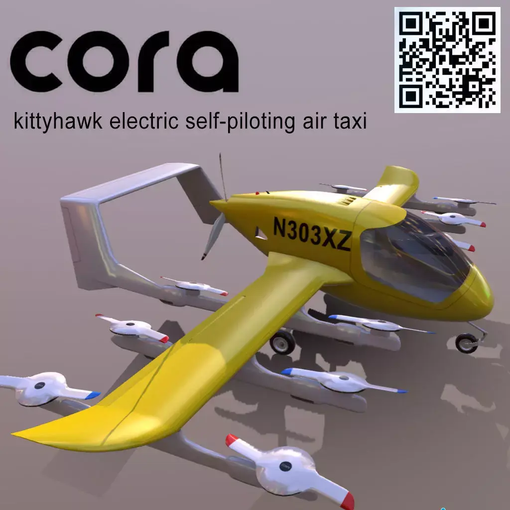 CORA kittyhawk electric self-piloting air taxi Low-poly 3D model