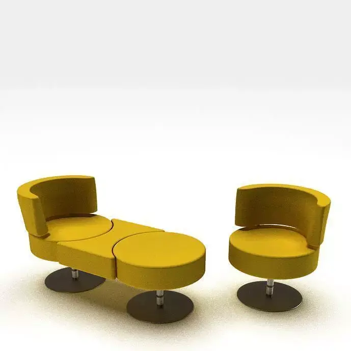 Retro Mustard Yellow Colored Sitting Set 3D model