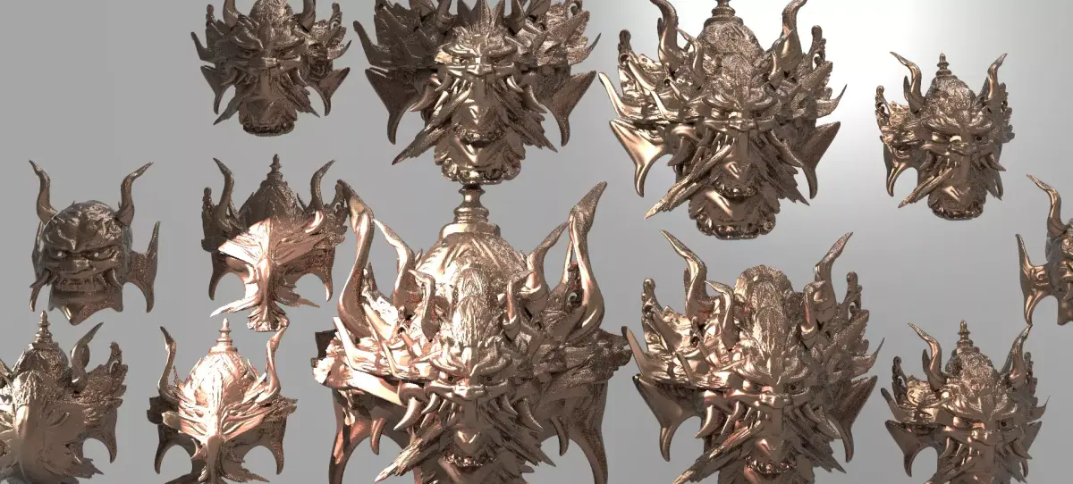 War God Baroque Mask and Shield Collection full  3D model