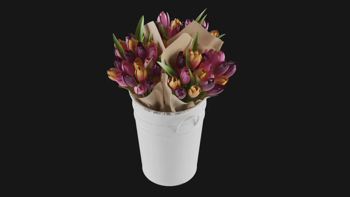 Flowers In Bucket 3D model