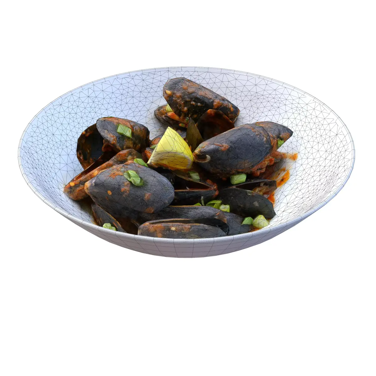 MUSSELS MARINARA Low-poly 3D model