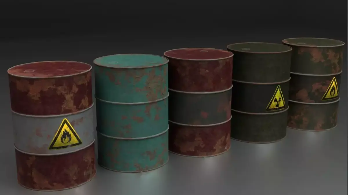 Old rusty barrels  Low-poly 3D model
