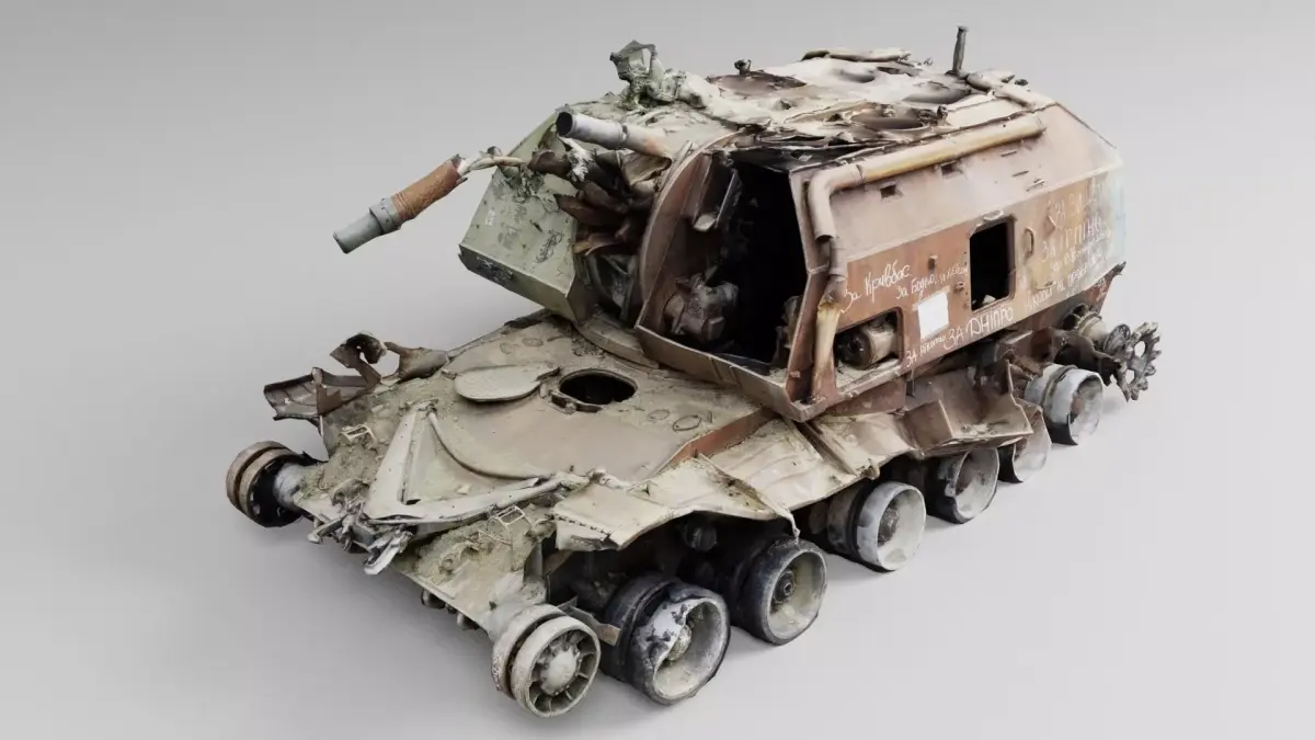 Destroyed 2S19 Msta 152 mm self-propelled howitzer 3D model purchase