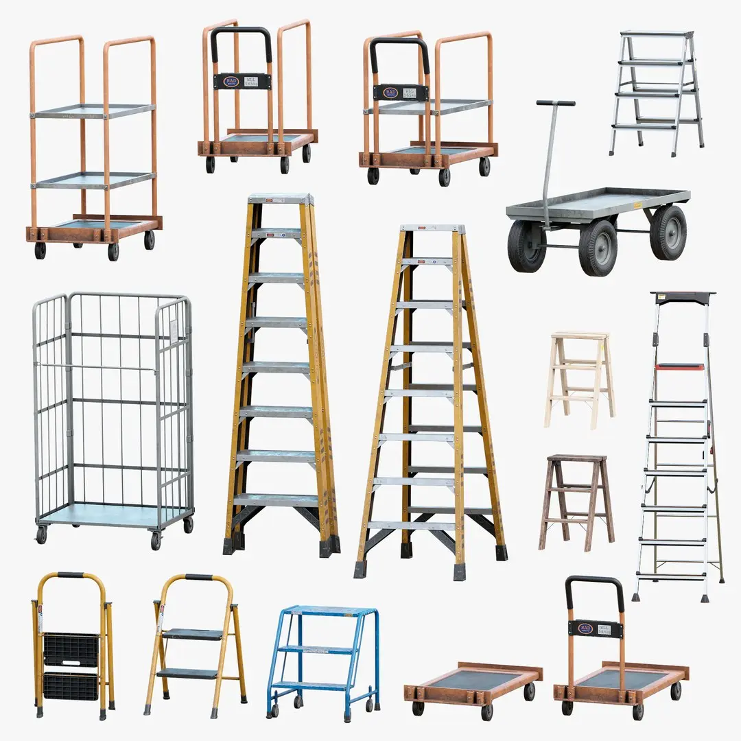 Industrial Stepladders Pack Realtime 3D model
