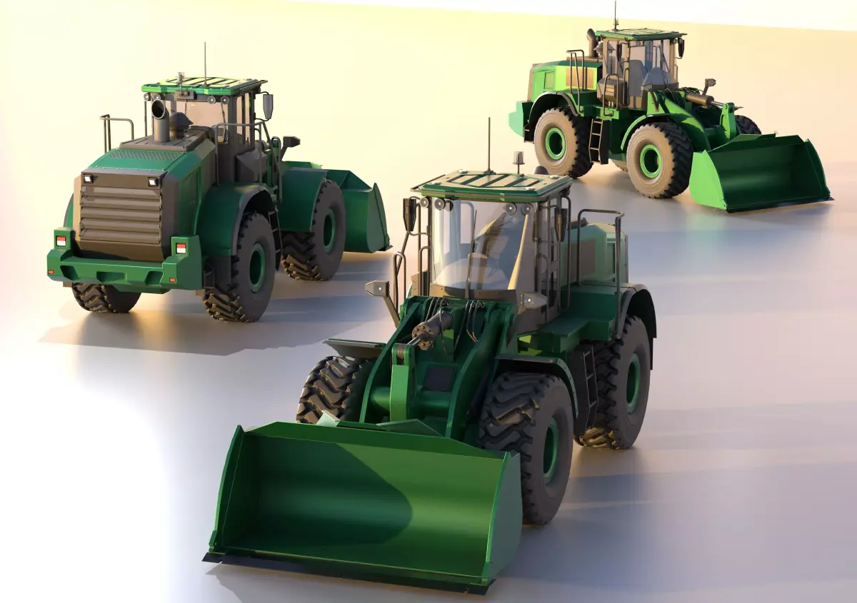 Wheel Loader Mint Green Low-poly 3D model