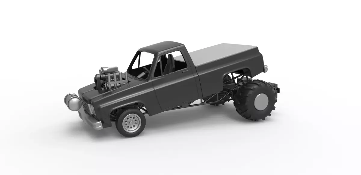 Old school pulling truck 2wd Scale 1 to 25 3D print model