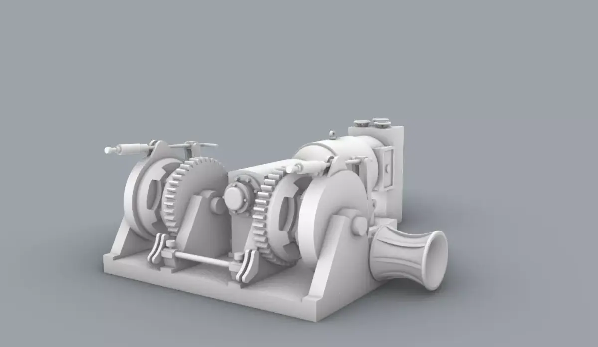 Double Drum Boat Anchor Winch Windlass ANSALDO Low-poly 3D model