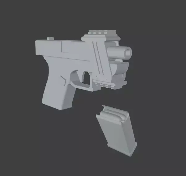 Glock 19 3D model Blender Low-poly 3D model