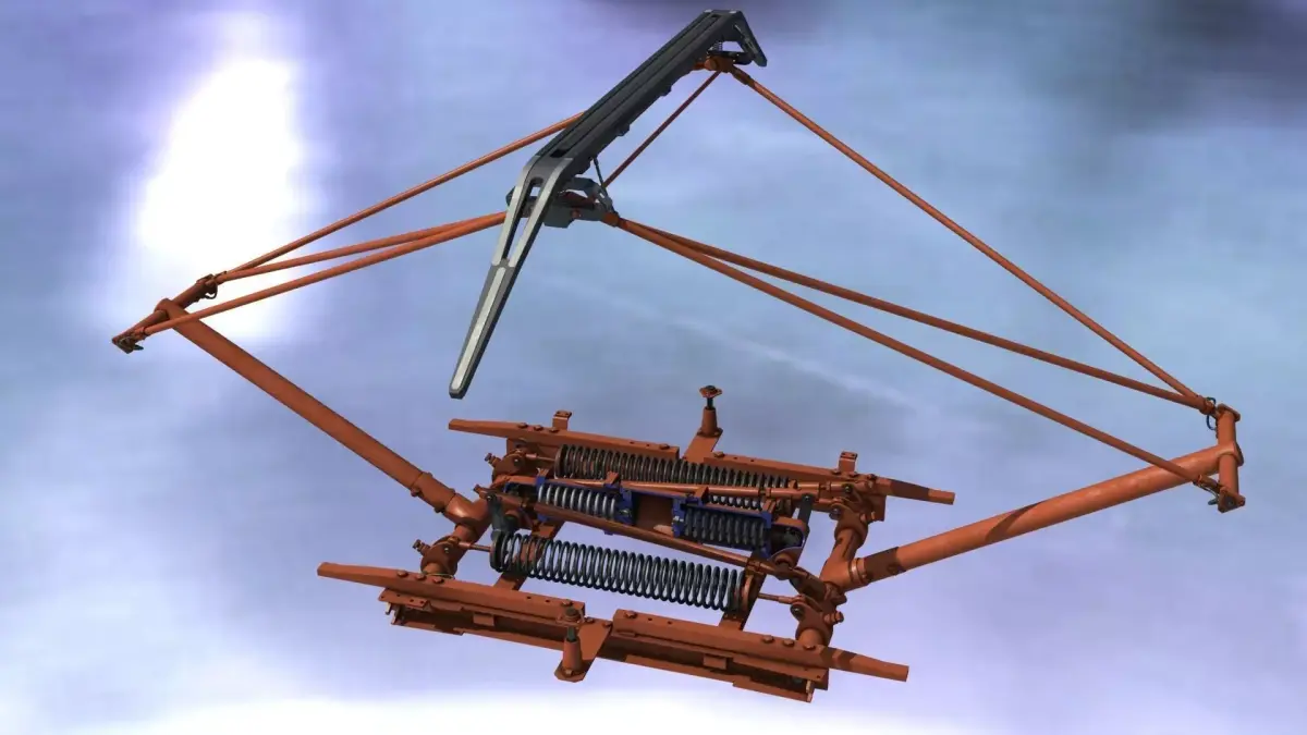 The pantograph of electric locomotive 3D model