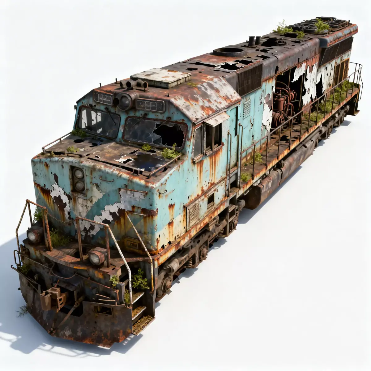Realistic Abandoned Diesel Locomotive 3D Model Low-poly 3D model purchase